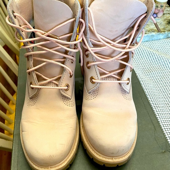 Womens Timberland 6 inch Premium nubuck leather boots pink and rose gold size 7 - Picture 4 of 9